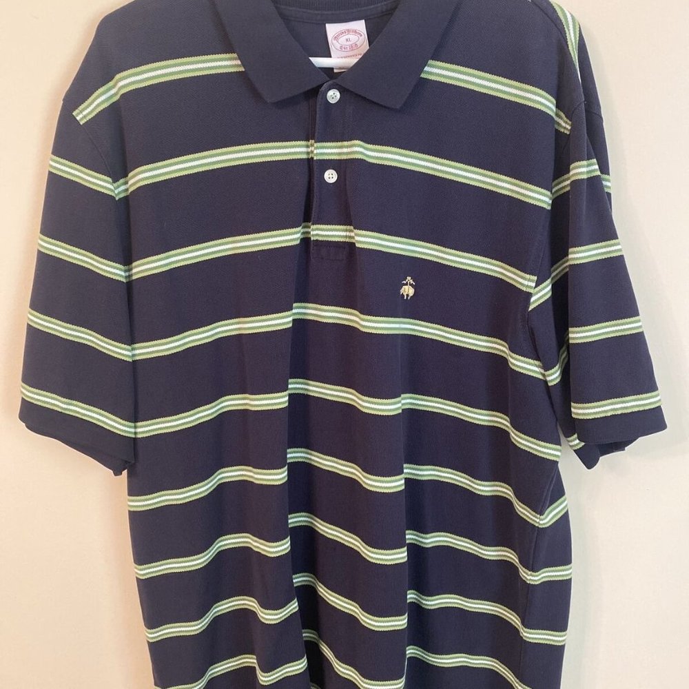 Brooks Brothers Navy Striped Performance Polo XL